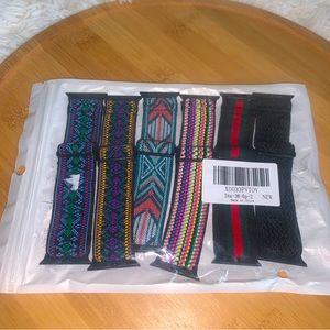 6 Pack Stretchy Nylon Solo Loop Band Compatible with Apple Watch Band